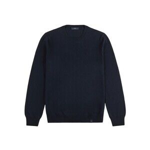 Fay Refined Crew Neck Sweater In Deep Navy Wool - NWT